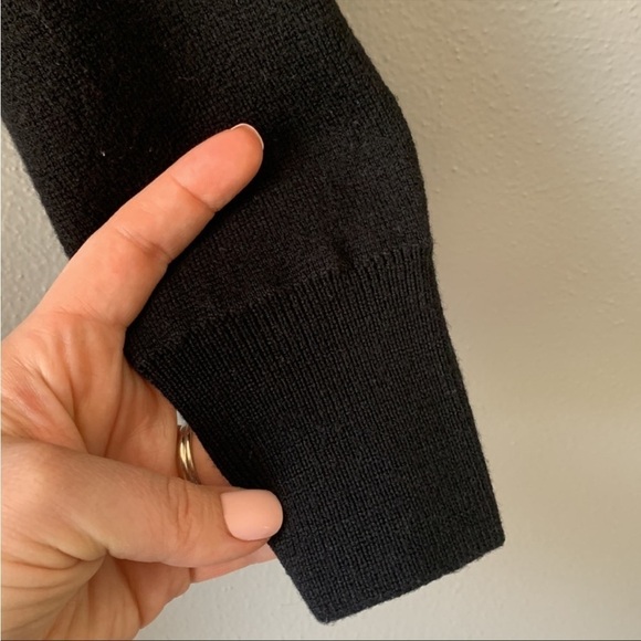 J. Crew 100% Wool Sweater with Leather Pockets Black - Picture 8 of 10